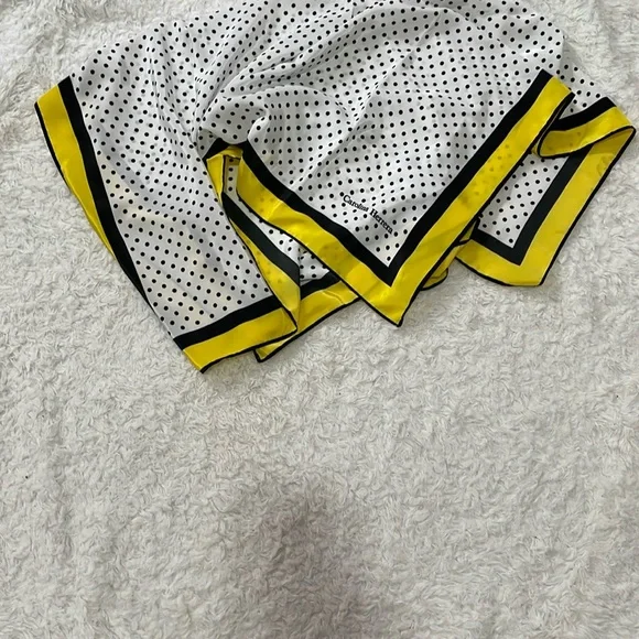 Carolina Herrera Yellow and Black Polka Dot Scarf - Picture 3 of 12